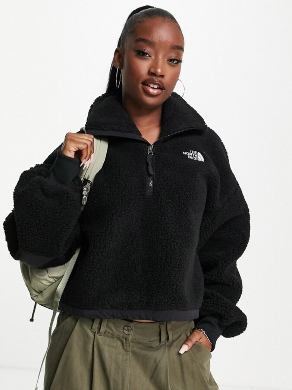 The North Face 1/4 Zip Cropped Sherpa Sweater